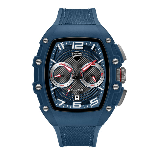 Ducati Quartz Multifunction Blue Dial Blue Silicone Strap Watch For Men