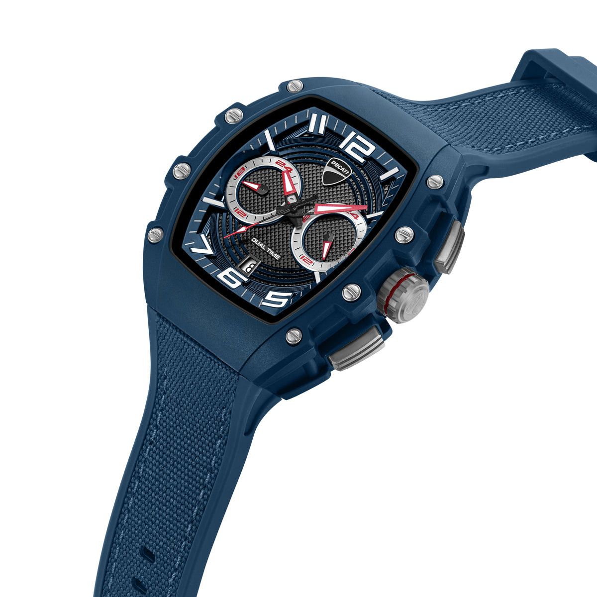 Ducati Quartz Multifunction Blue Dial Blue Silicone Strap Watch For Men