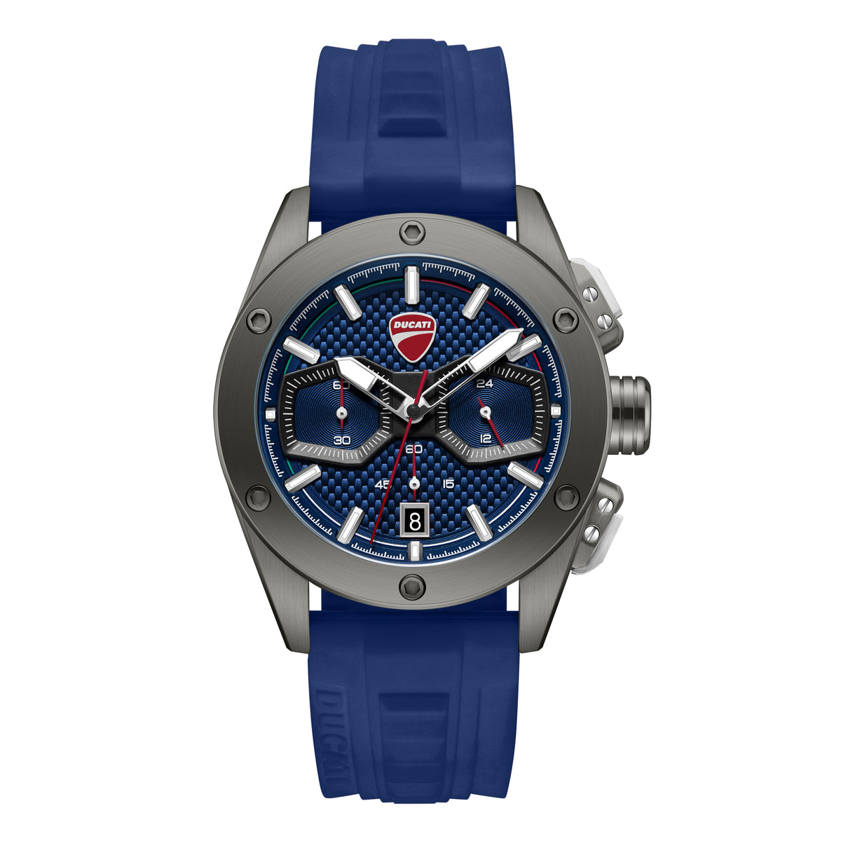 Ducati Quartz Chronograph Blue Dial Blue Silicone Strap Watch For Men
