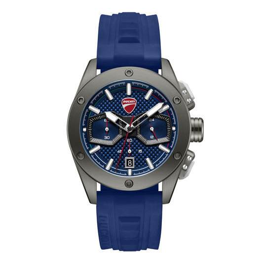 Ducati Quartz Chronograph Blue Dial Blue Silicone Strap Watch For Men