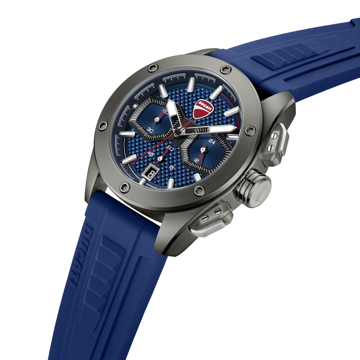 Ducati Quartz Chronograph Blue Dial Blue Silicone Strap Watch For Men