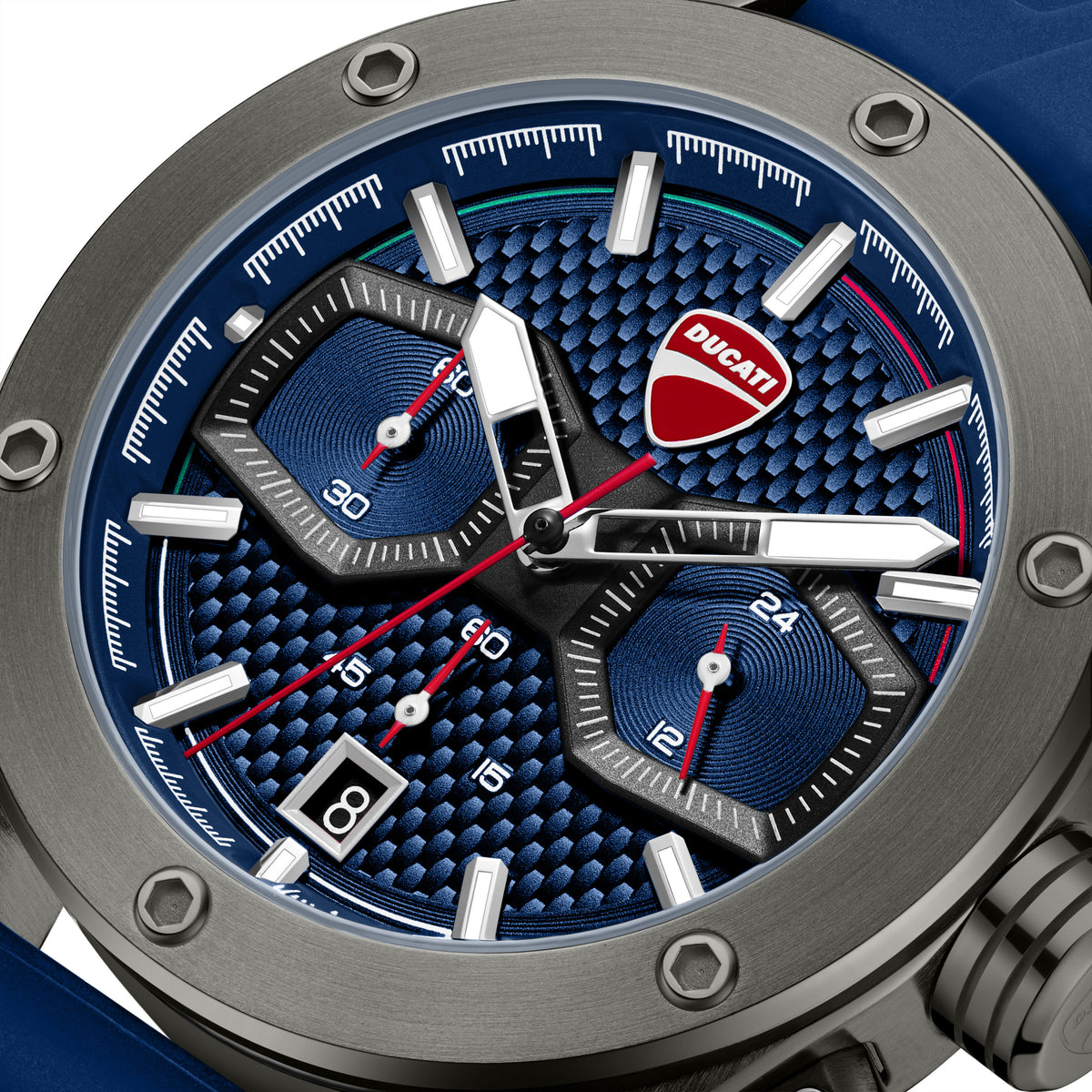 Ducati Quartz Chronograph Blue Dial Blue Silicone Strap Watch For Men
