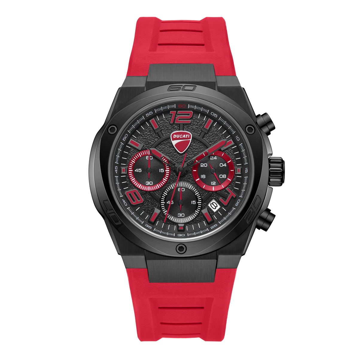 Sport 43.5 mm Black Dial Silicone Chronograph Watch For Men