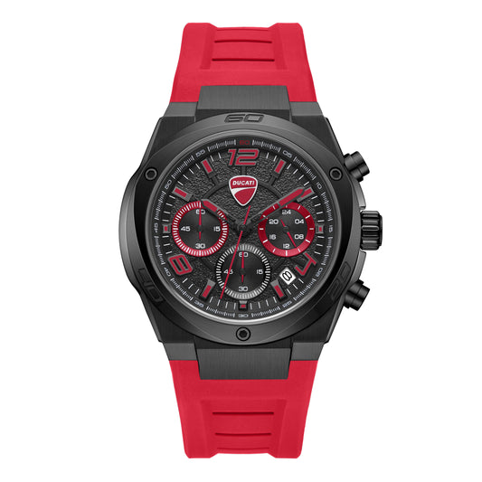 Sport 43.5 mm Black Dial Silicone Chronograph Watch For Men