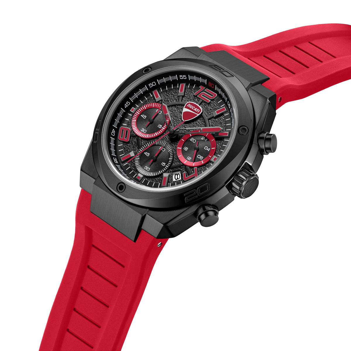 Sport 43.5 mm Black Dial Silicone Chronograph Watch For Men