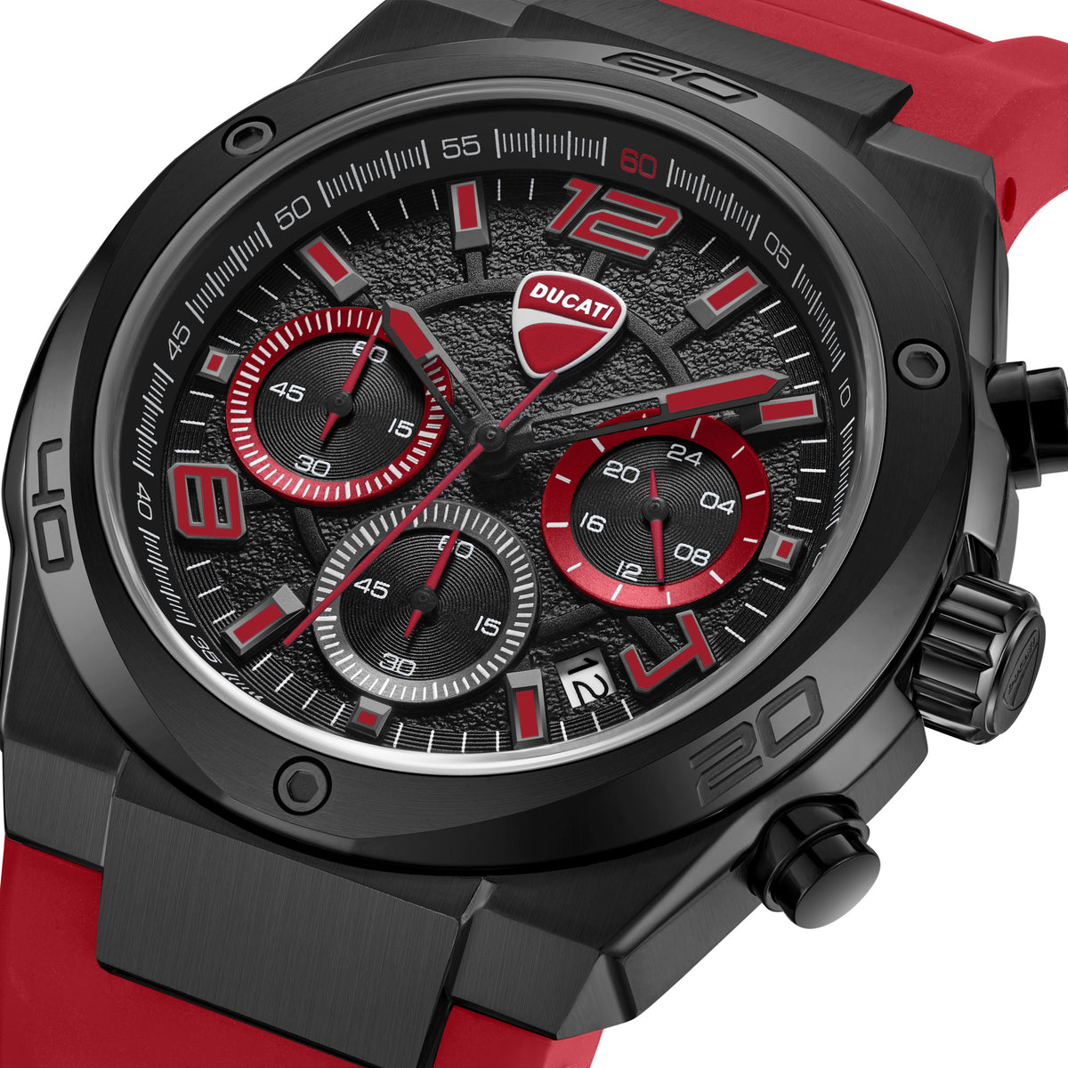 Sport 43.5 mm Black Dial Silicone Chronograph Watch For Men