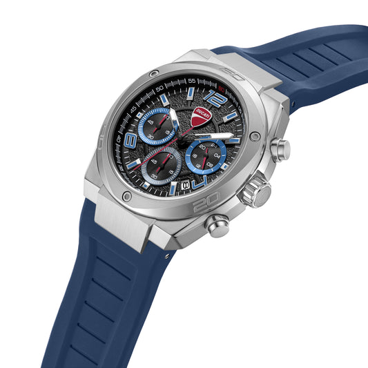 Sport 43.5 mm Blue Dial Silicone Chronograph Watch For Men