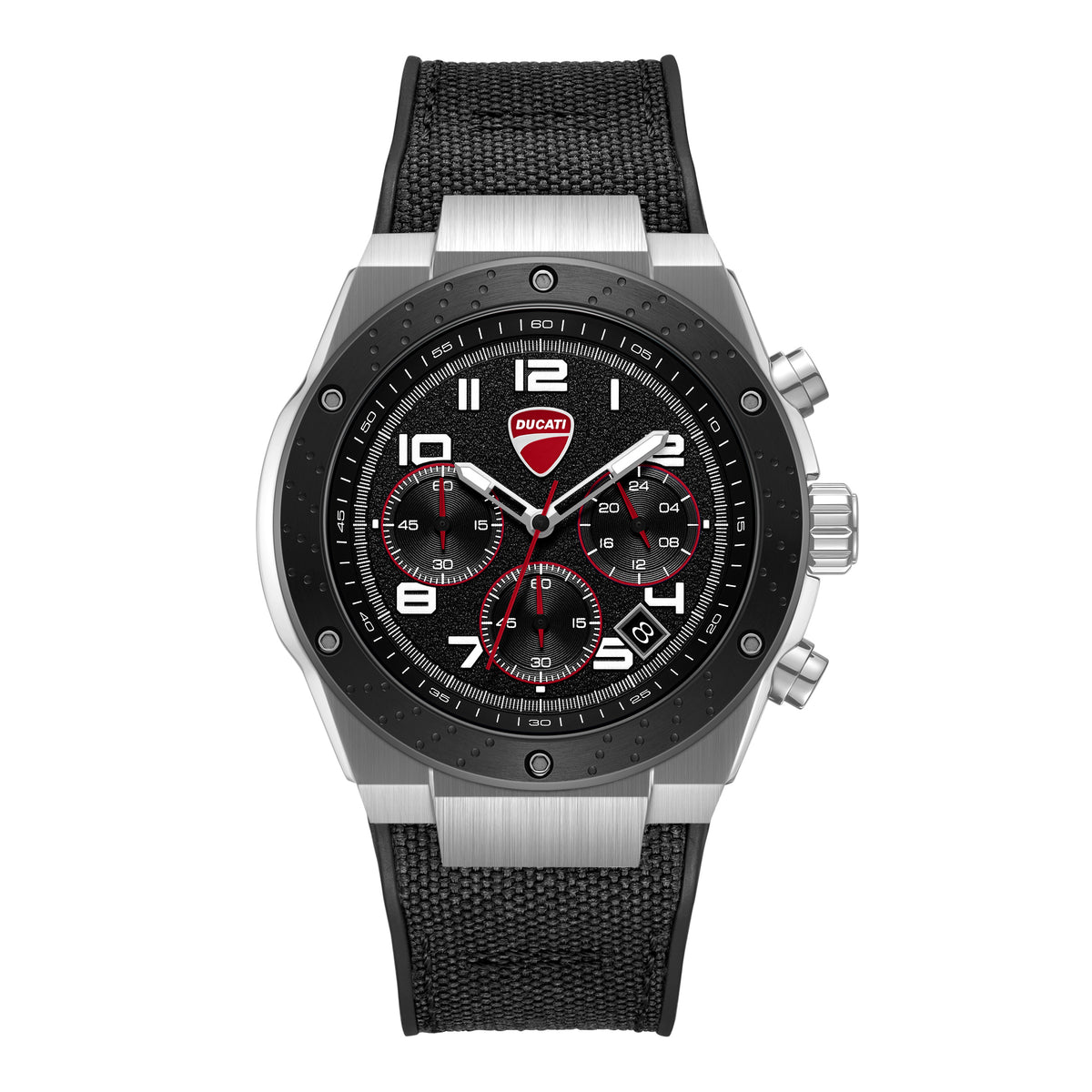 Ducati Quartz Chronograph Black Dial Black Silicone Strap Watch For Men