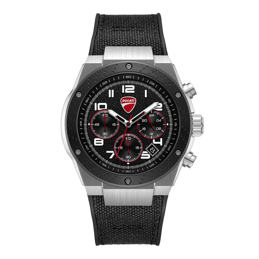 Ducati Quartz Chronograph Black Dial Black Silicone Strap Watch For Men
