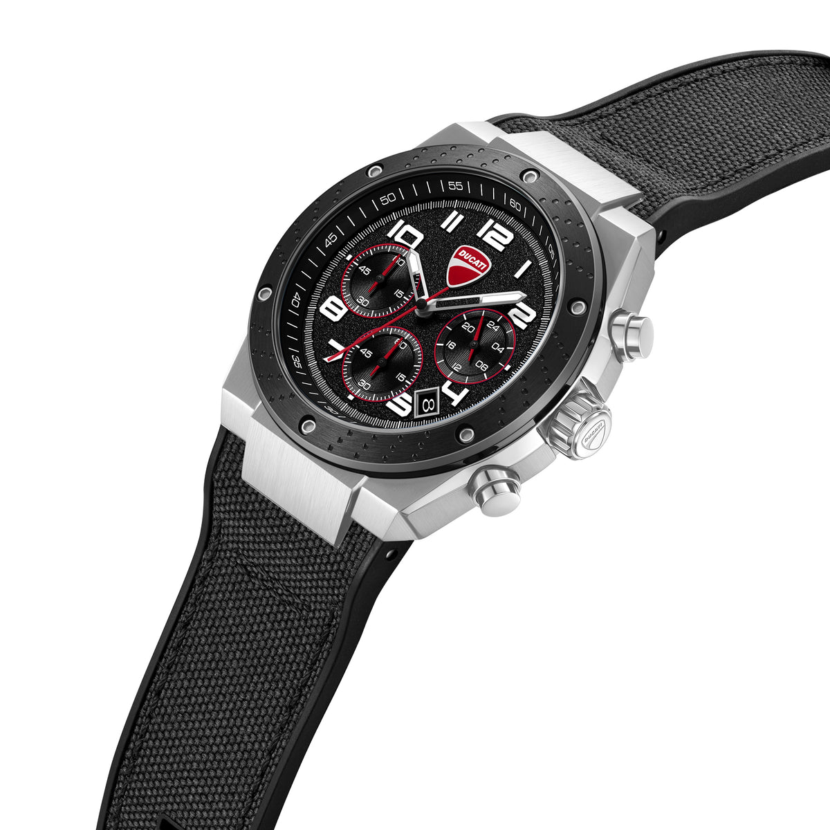 Ducati Quartz Chronograph Black Dial Black Silicone Strap Watch For Men