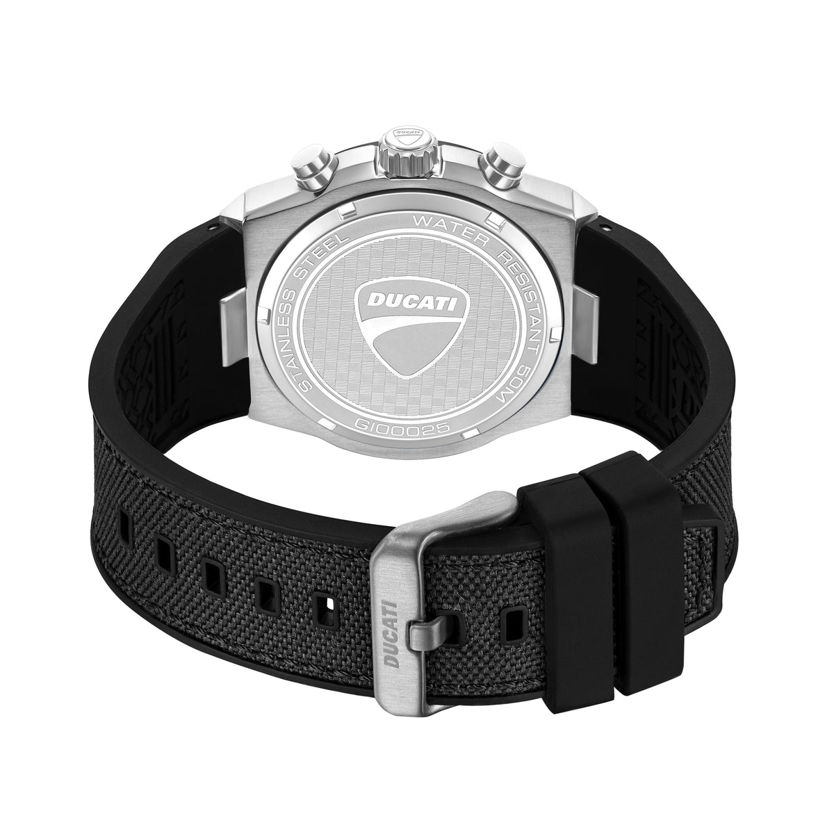 Ducati Quartz Chronograph Black Dial Black Silicone Strap Watch For Men