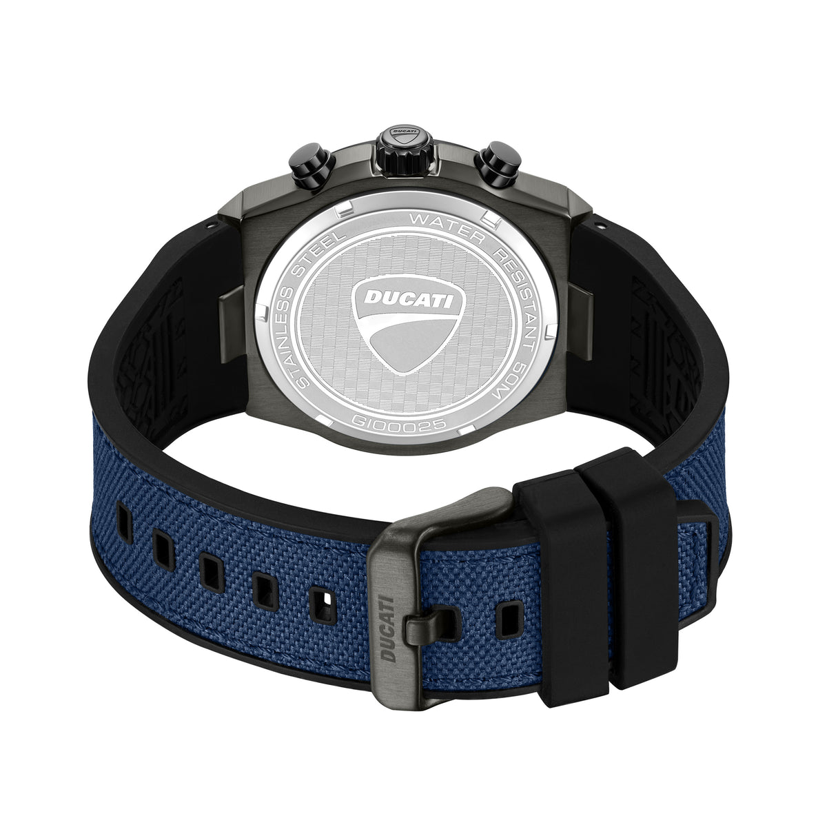 Ducati Quartz Chronograph Blue Dial Black Silicone Strap Watch For Men