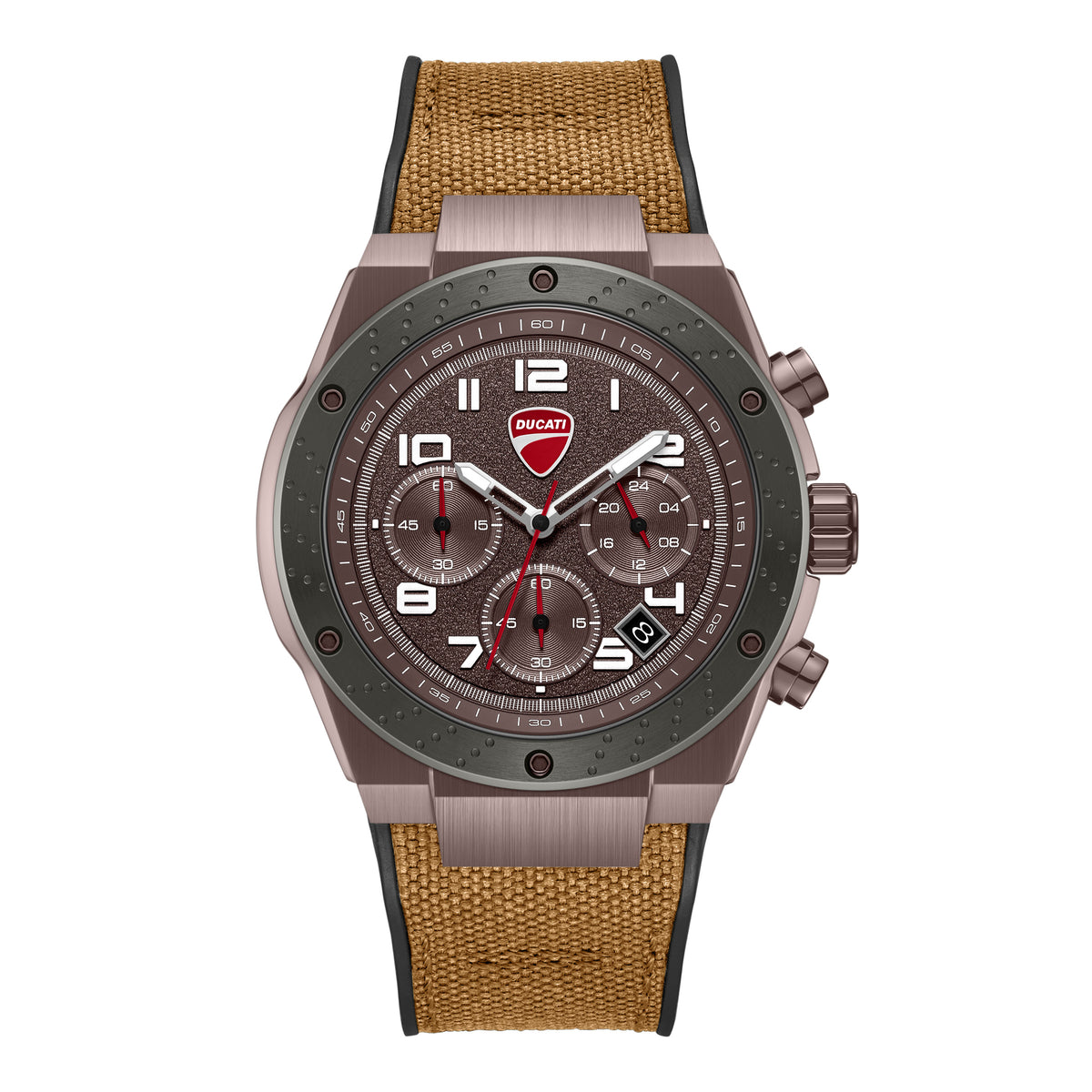 Ducati Quartz Chronograph Brown Dial Black Silicone Strap Watch For Men