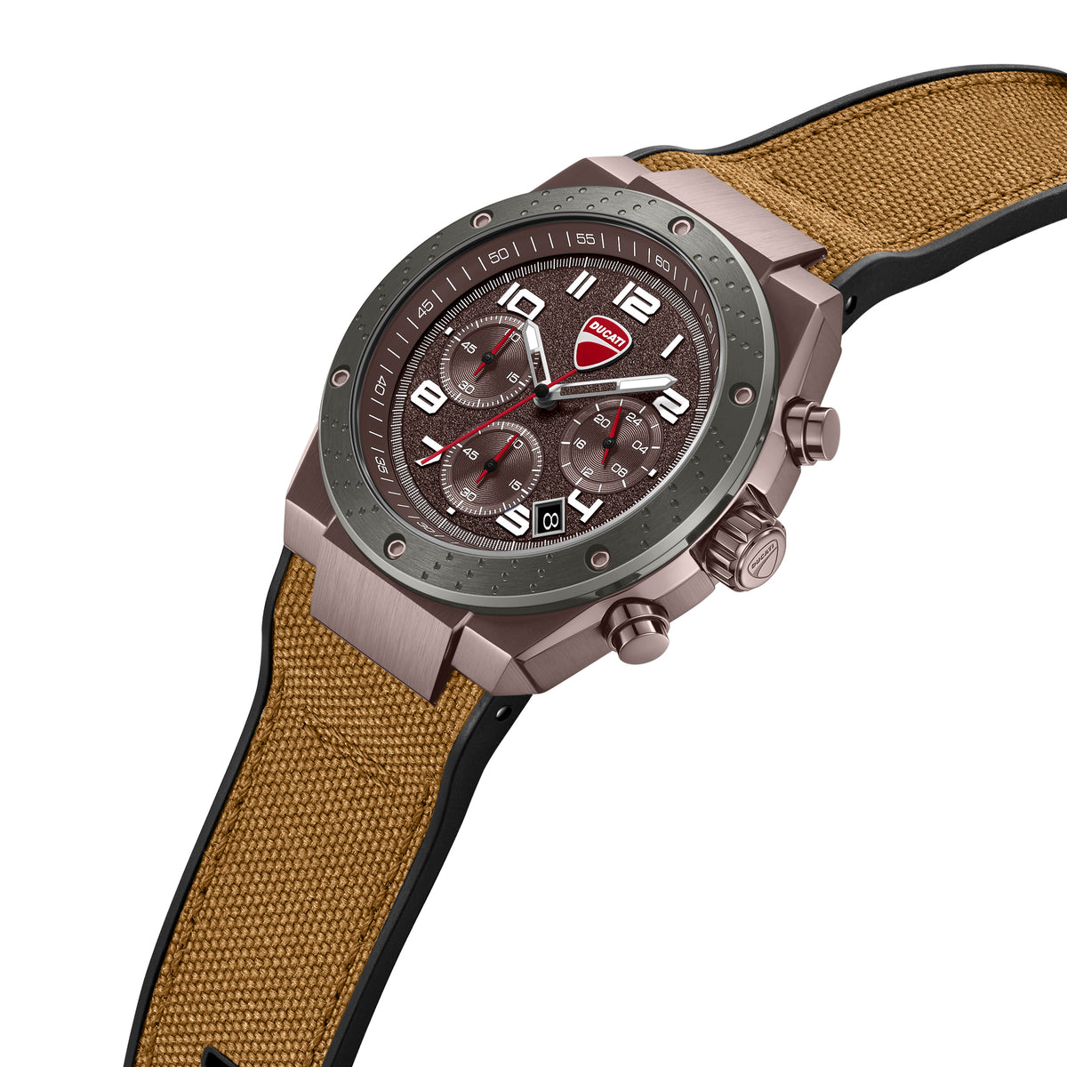 Ducati Quartz Chronograph Brown Dial Black Silicone Strap Watch For Men