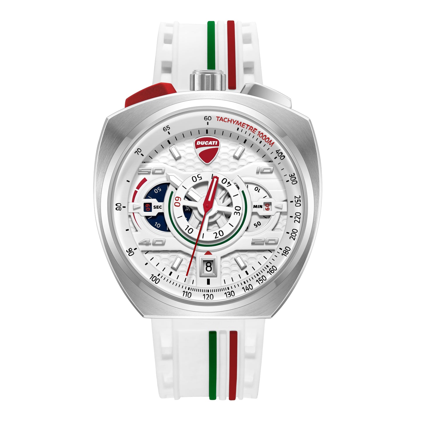 Ducati Quartz Chronograph Silver Dial White Silicone Strap Watch For Men