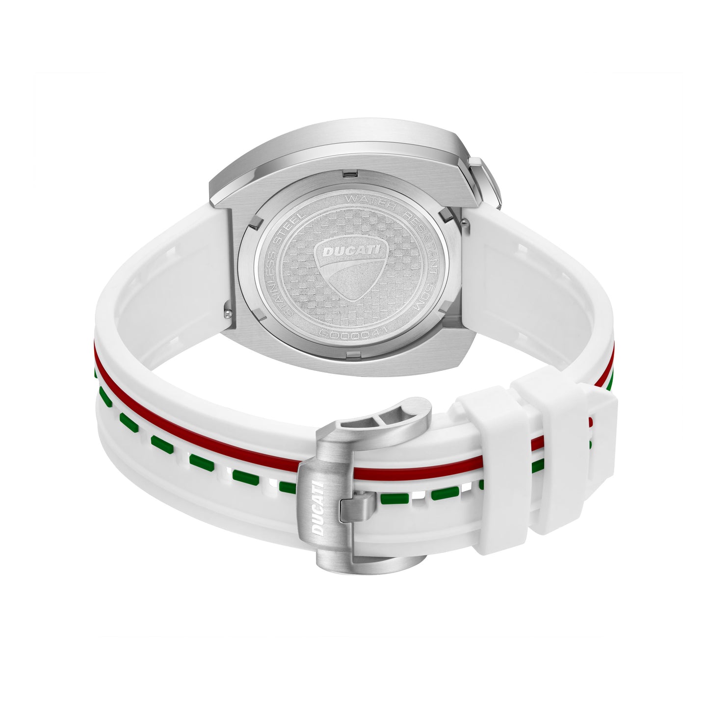 Ducati Quartz Chronograph Silver Dial White Silicone Strap Watch For Men