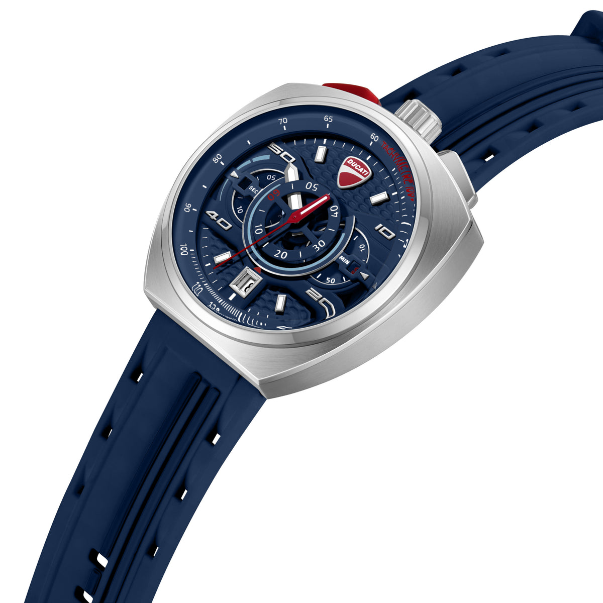Ducati Quartz Chronograph Blue Dial Blue Silicone Strap Watch For Men