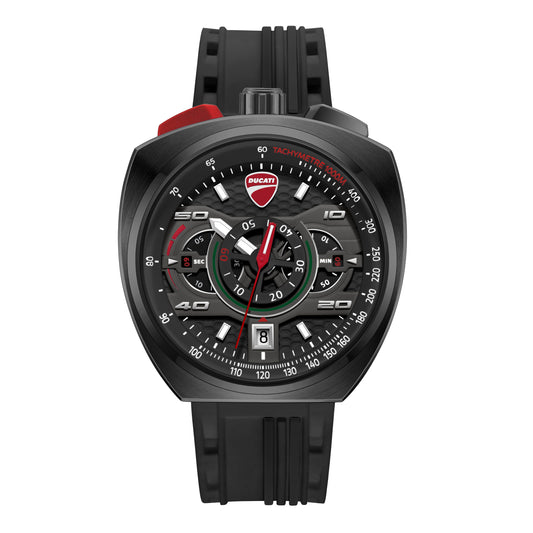 Ducati Quartz Chronograph Black Dial Black Silicone Strap Watch For Men