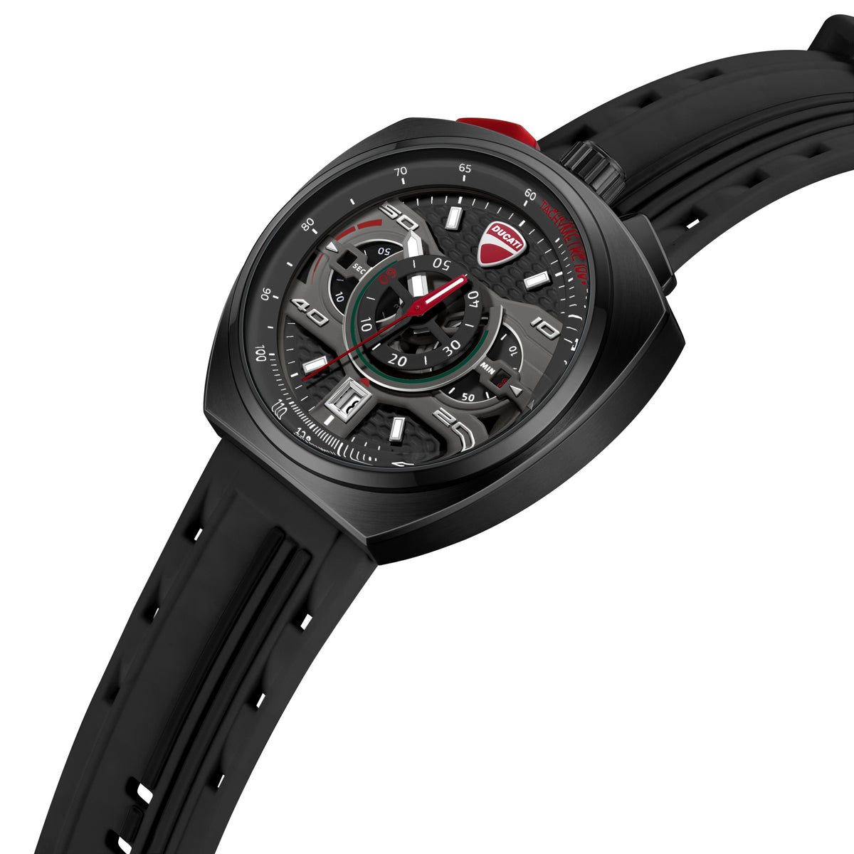Ducati Quartz Chronograph Black Dial Black Silicone Strap Watch For Men