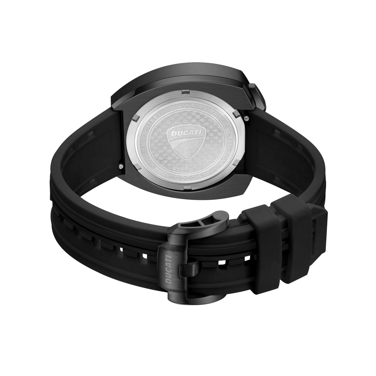 Ducati Quartz Chronograph Black Dial Black Silicone Strap Watch For Men