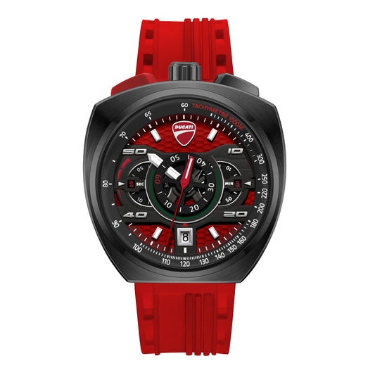 Corse 43 mm Red Dial Silicone Chronograph Watch For Men