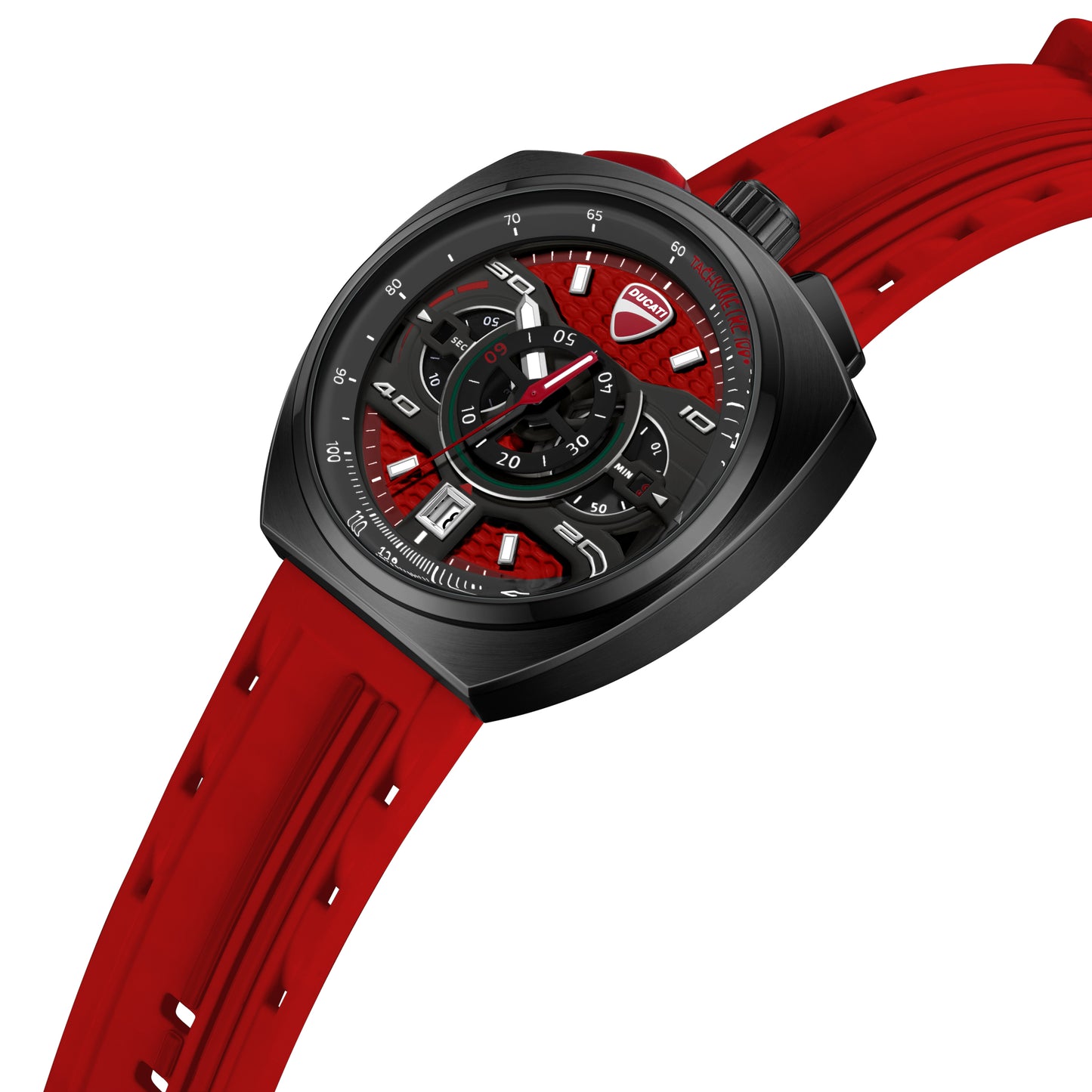 Corse 43 mm Red Dial Silicone Chronograph Watch For Men