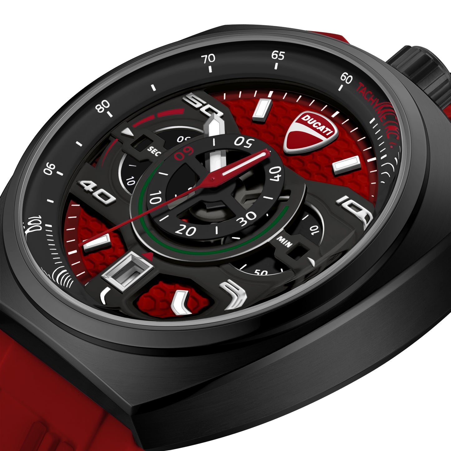 Corse 43 mm Red Dial Silicone Chronograph Watch For Men