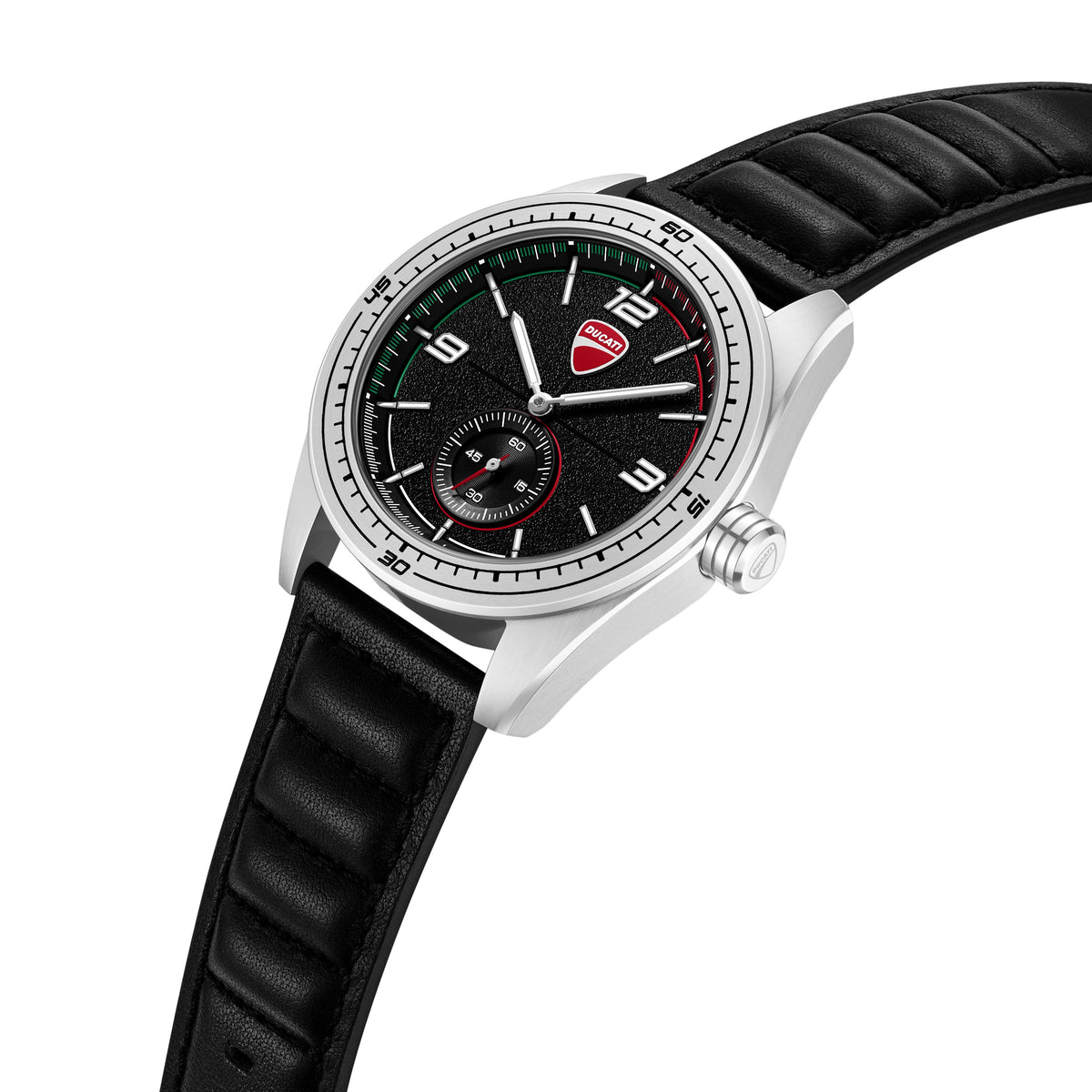 Ducati Quartz Analog Black Dial Black Leather Strap Watch For Men