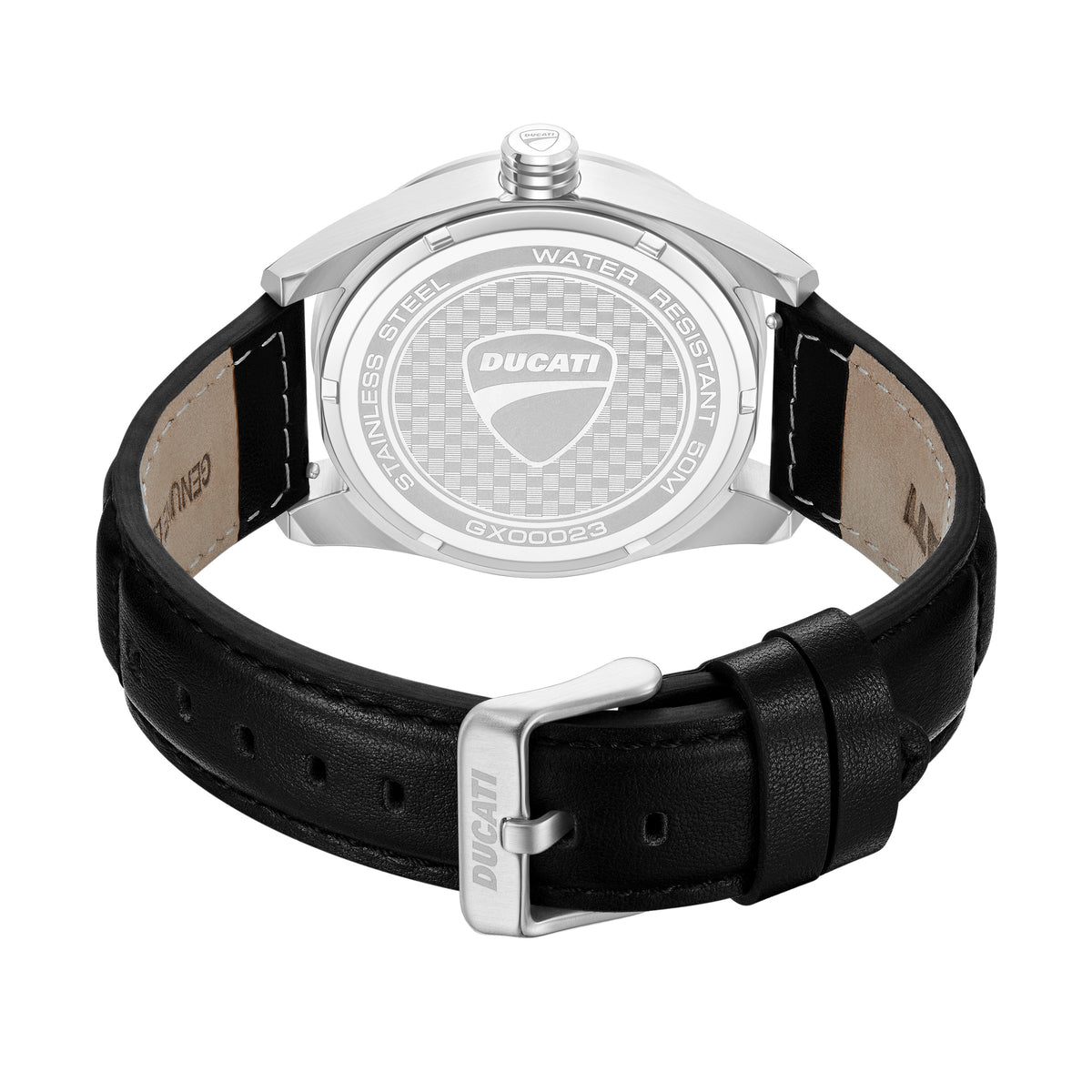 Ducati Quartz Analog Black Dial Black Leather Strap Watch For Men