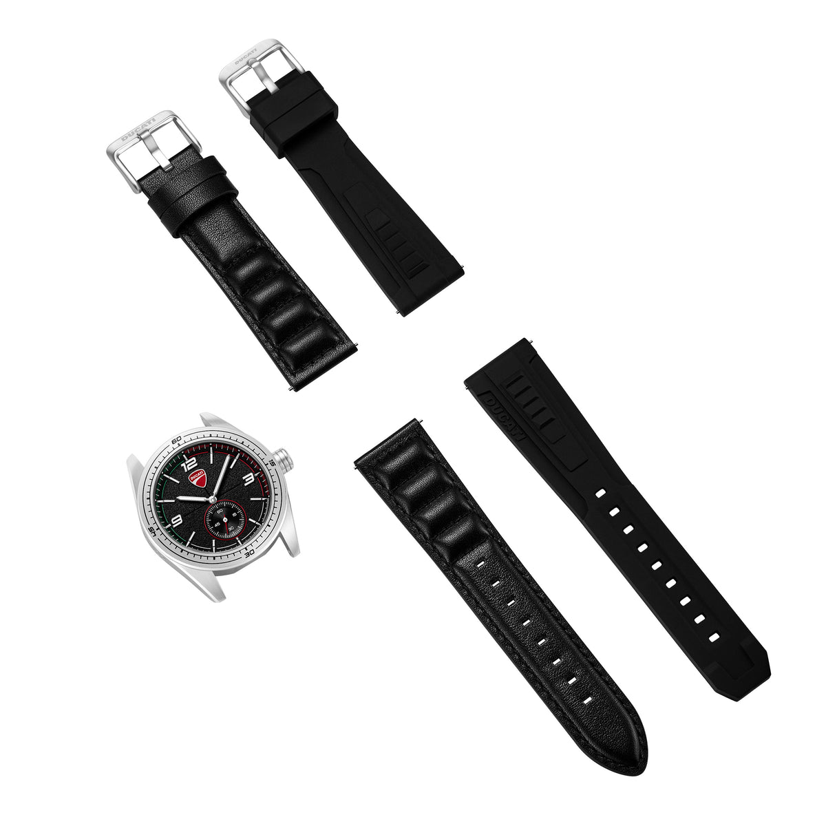 Ducati Quartz Analog Black Dial Black Leather Strap Watch For Men