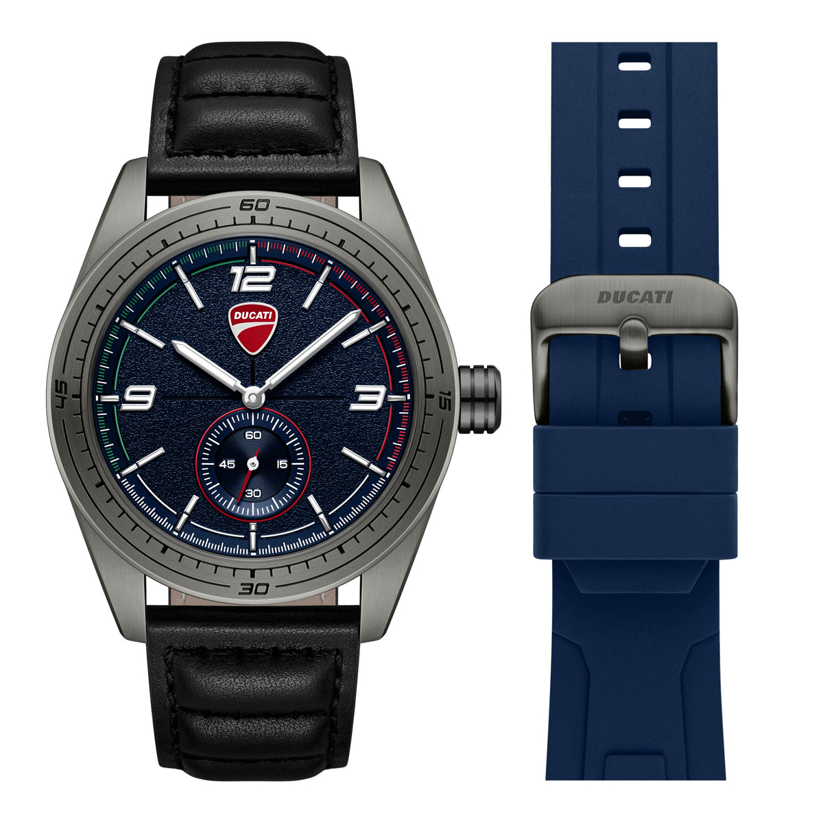 Ducati Quartz Analog Blue Dial Black Silicone Strap Watch For Men