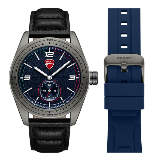 Ducati Quartz Analog Blue Dial Black Silicone Strap Watch For Men