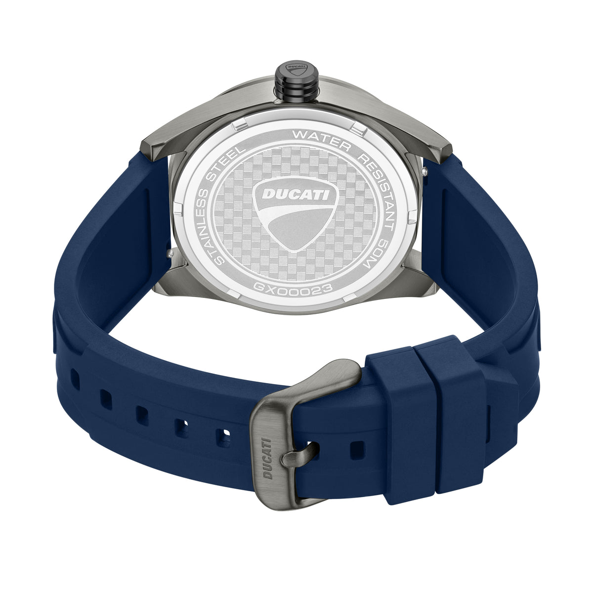 Ducati Quartz Analog Blue Dial Black Silicone Strap Watch For Men