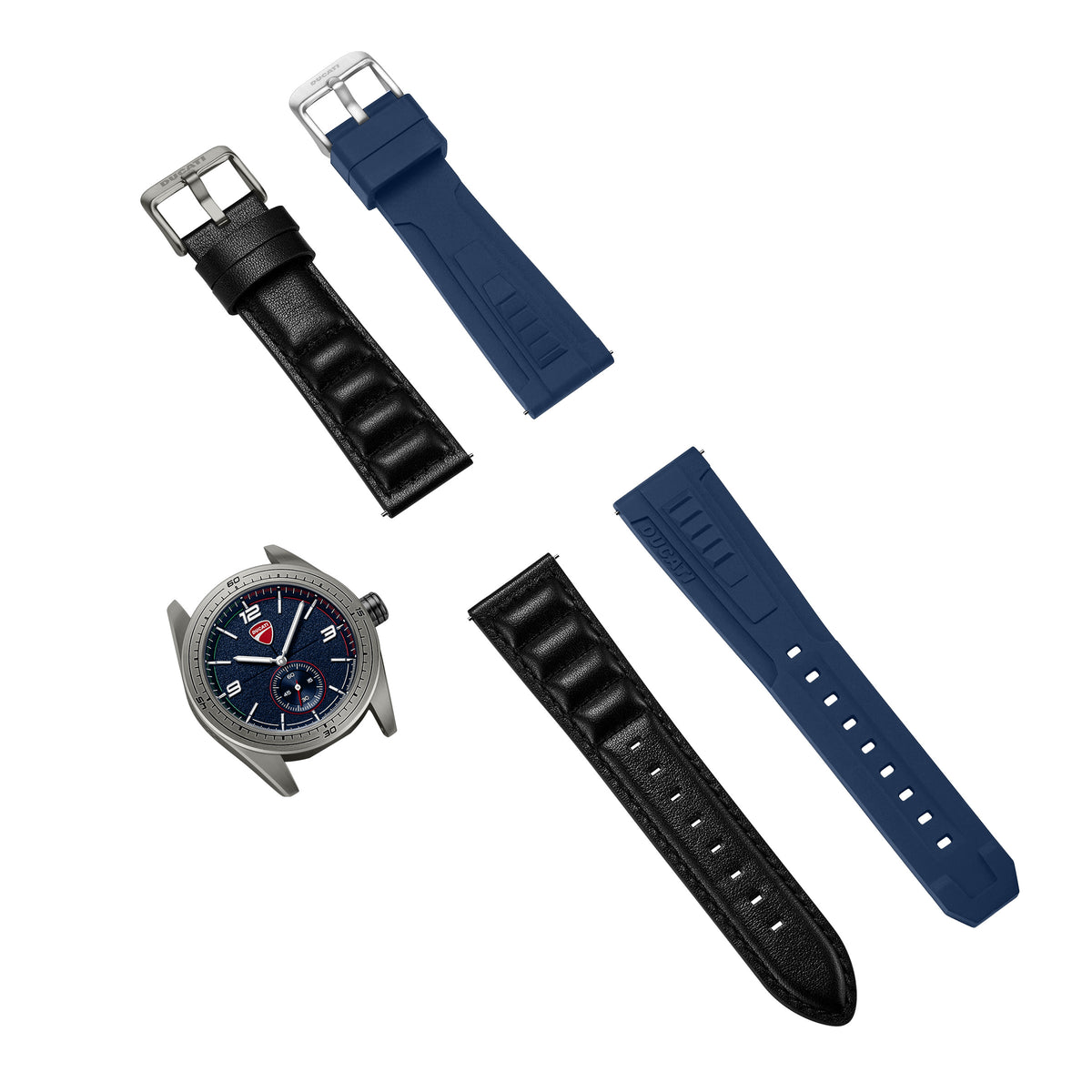 Ducati Quartz Analog Blue Dial Black Silicone Strap Watch For Men