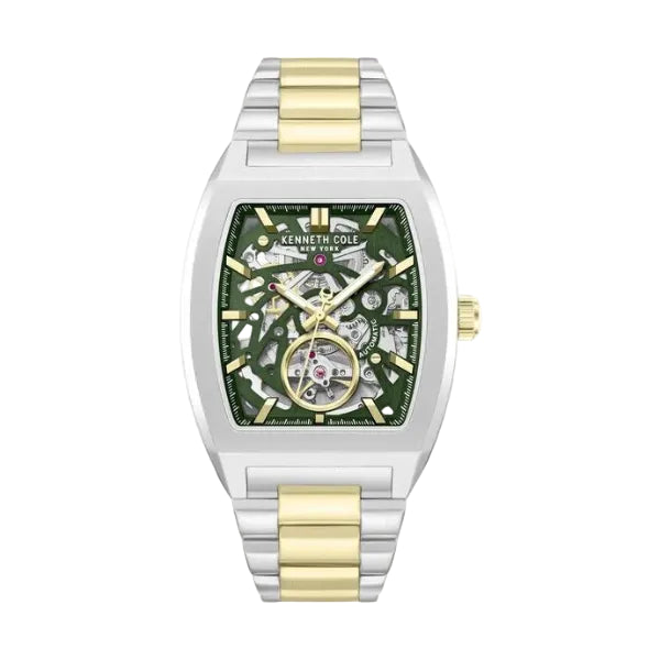 Kenneth Cole Automatic Automatic Green Dial Two Toned Stainless Steel Strap Watch For Men