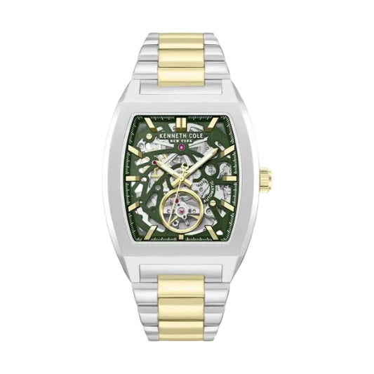 Kenneth Cole Automatic Automatic Green Dial Two Toned Stainless Steel Strap Watch For Men