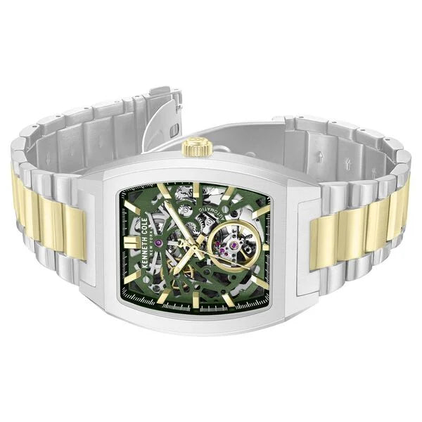 Kenneth Cole Automatic Automatic Green Dial Two Toned Stainless Steel Strap Watch For Men