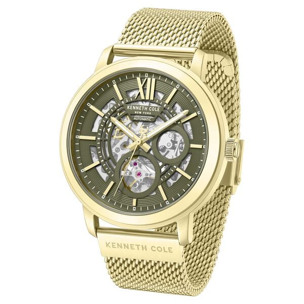 Kenneth Cole Automatic Automatic Green Dial Golden Stainless Steel Strap Watch For Men