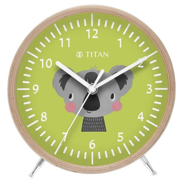 Titan Wooden Shelf Clock for Kids with a Koala Cartoon Print on Dial