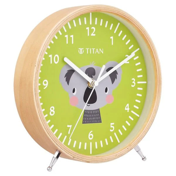 Titan Wooden Shelf Clock for Kids with a Koala Cartoon Print on Dial