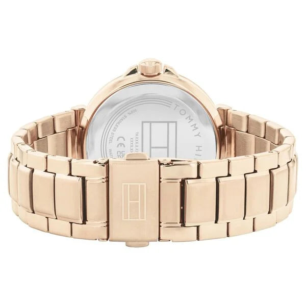 Tommy Hilfiger Multifunction Silver Dial Golden Color Stainless Steel Strap Watch For Women