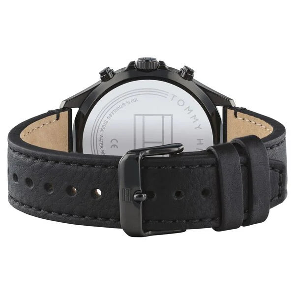 Tommy Hilfiger Quartz Multifunction Black Dial Leather Strap Watch for Men