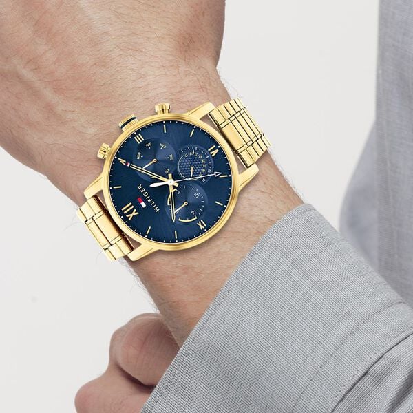 Tommy Hilfiger Quartz Multifunction Blue Dial Stainless Steel Strap Watch for Men