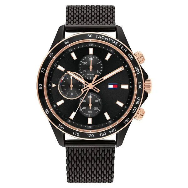 Tommy Hilfiger Quartz Multifunction Black Dial Stainless Steel Strap Watch for Men