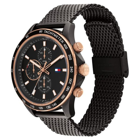 Tommy Hilfiger Quartz Multifunction Black Dial Stainless Steel Strap Watch for Men