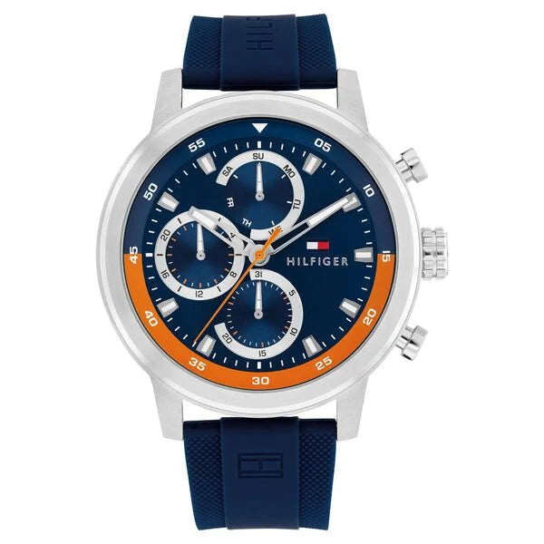 Tommy Hilfiger Quartz Chronograph Black Dial Black Silicone Strap Watch For Men