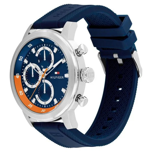 Tommy Hilfiger Quartz Chronograph Black Dial Black Silicone Strap Watch For Men