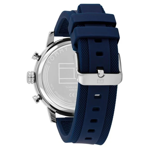 Tommy Hilfiger Quartz Chronograph Black Dial Black Silicone Strap Watch For Men