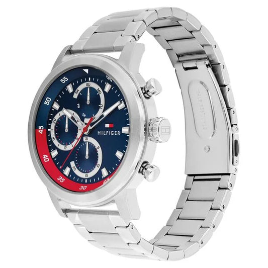 Tommy Hilfiger Quartz Multifunction Blue Dial Silver Stainless Steel Strap Watch For Men