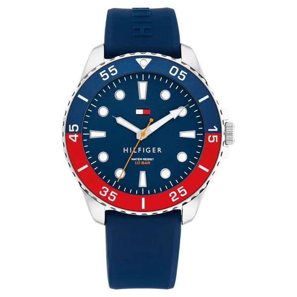Tommy Hilfiger Quartz Analog Blue Dial Blue Silicone Strap Watch For Men
